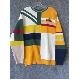 Garfield by Fun Nickelodeon Colorblock Knit Sweater Mens Medium Multicolor Logo
